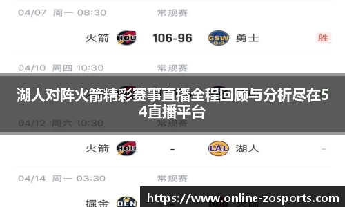 湖人对阵火箭精彩赛事直播全程回顾与分析尽在54直播平台