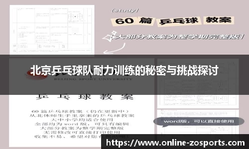 北京乒乓球队耐力训练的秘密与挑战探讨