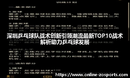 深圳乒乓球队战术创新引领潮流最新TOP10战术解析助力乒乓球发展